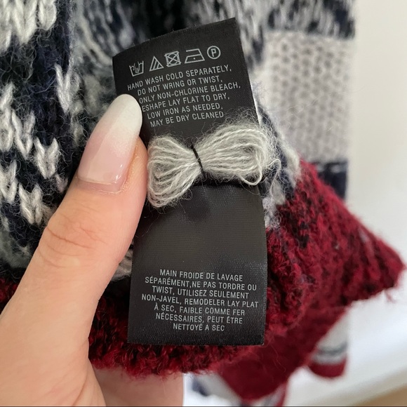 Anthropologie Sleeping on Snow Aztec Cardigan Open Shawl Gray Blue Maroon - Picture 9 of 12